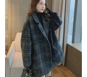 Chaqueta de tweed a cuadros de largo medio para mujer - Colección Otoño/Invierno 2023 Small
