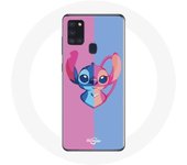 Funda Samsung Galaxy A21S Stitch y angel azul rosa