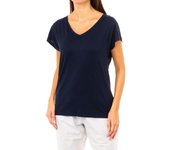 Camiseta de manga corta y cuello en pico 1487904682 para Mujer XS azul