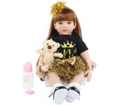 BZDOLL-Muñeca de juguete Reborn de silicona de 60cm para niña, juguete de princesa de vinilo de 24 pulgadas con cuerpo de tela, regalo de cumpleaños para niño Blue eyes, 60cm doll azul