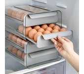 Organizador de cajón de huevos para nevera, caja cuadrada transparente para colgar en la cocina, almacenamiento de frutas y verduras congeladas, 32 rejillas 1pc gris