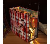 Modelo de construcción de cabaña, lámina a prueba de polvo, adorno de escritorio coleccionable, estante de madera ecológico para libros, juguete de ensamblaje DIY para niños y niñas