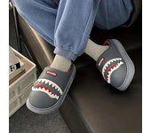 Pantuflas de algodón de invierno con diseño de tiburón para hombre: Divertidos zapatos de interior, suela gruesa, cálidos y antideslizantes para uso en dormitorios 40-41 gris