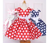 Vestido de princesa de lunares europeos y americanos para niñas - Disfraz infantil para actuación de piano 140cm rojo