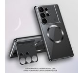 Funda magnética de metal de lujo Magsafe para Samsung Galaxy S25 S24 S23 S22 S21 Ultra con aromaterapia y carga inalámbrica For Samsung S23 Ultra negro