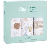 Aden anais Auténtico producto japonés Swaddle Set de 3 recién nacidos Prevención del llanto nocturno Gasa Bebé Regalo para bebé Regalo para bebé aden anais Winnie en el bosque