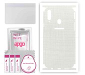 apgo Protective Skin Sticker for the back+sides compatible with Samsung Galaxy A20s, Full Wrap Film, Foil, Vinyl - Pattern White Fabric