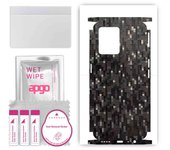 apgo Protective Skin Sticker for the back+sides compatible with Realme 9 Pro Plus, Full Wrap Film, Foil, Vinyl - Pattern Carbon Black Pixel