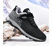 Botas de nieve de invierno para hombres y mujeres, zapatos de algodón que mantienen el calor, zapatos de senderismo al aire libre, botas de tobillo altas cálidas de felpa, zapatillas de deporte para hombre 38 negro