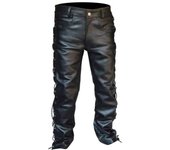 Pantalones de cuero de la PU de los hombres Medias negras de la motocicleta de la roca Pantalones de motocicleta con correas de gran tamaño 2XL negro