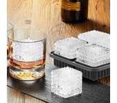 Bandeja para cubitos de hielo cuadrada 3D, molde de silicona grande con formas divertidas para whisky con embudo para cócteles, bourbon, brandy, whisky, regalos para hombres, color negro gris