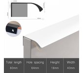 Tirador de alta calidad para armario de cocina, ideal para mejorar el hogar, con borde de dedo, ideal para puertas y cajones. 150mm