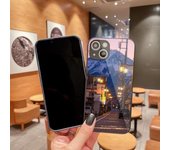 Funda de teléfono con paisaje encantador y acogedor para iPhone 14 13 12 11 Pro Max X XR XS 8 7 Plus, funda de teléfono de color de vidrio líquido iPhone 14