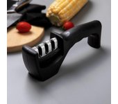 Afilador de cuchillos multifunción de mano con Base antideslizante, herramienta de afilado rápido, color negro, 3 etapas, 1 ud. 22X7cm