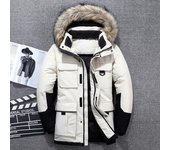 Chaqueta de plumón de pato blanco para hombre, Parka gruesa con cuello de piel Real para invierno, impermeable, a prueba de viento, de alta calidad M