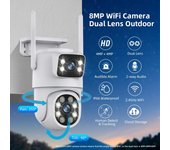 Cámaras de vigilancia 4K WiFi para exteriores, cámara de seguridad inalámbrica, resistente al agua, cámara IP de protección de seguridad con doble lente, seguimiento por inteligencia artificial ICsee 6MP NO CARD EU
