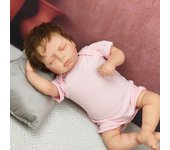 Muñeca bebé renacida LOULOU 48CM Muñeca de pelo enraizado a mano Juguete realista Suave tacto real Bebé recién nacido Muñeca de arte hecha a mano Juguete 48cm