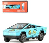 Camioneta Tesla a escala 1/24, camión cibernético, dinosaurio jurásico, vehículo de nueva energía, coche de metal fundido a presión, colección de juguetes de aleación 1/24-Size:22*7*7cm gris