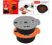 Cápsula de café rellenable gris, soporte de malla reutilizable de acero inoxidable, con cuchara de regalo, cepillo, 60ml
