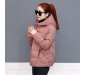 Nueva chaqueta con capucha ampliada de moda de otoño e invierno, chaqueta de algodón fina y suelta L negro
