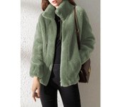 Nuevas chaquetas de otoño e invierno para mujer, abrigo cálido de solapa de cachemira de doble cara engrosado de felpa, ropa femenina de piel sintética coreana S gris