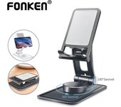 FONKEN Soporte giratorio de 360 ​​grados para tableta, soporte para teléfono móvil, soporte plegable extensible, soporte de escritorio multifunción para teléfono y tableta negro