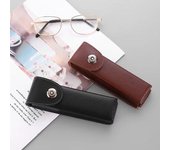 Estuche clásico de cuero para gafas de presbicia para mujer, elegante estuche de cuero adecuado para gafas de lectura más estrechas, estuche de lujo y de alta gama negro