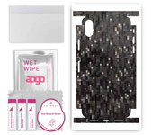 apgo Protective Skin Sticker for the back+sides compatible with Apple iPhone XS, Full Wrap Film, Foil, Vinyl - Pattern Carbon Black Pixel