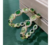 Pendientes de aro para mujer con circonita verde AAAAA, aretes elegantes de lujo de Color oro amarillo, joyería de boda 2022 verde