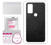 apgo Protective Skin Sticker for the back compatible with Motorola Moto G Play Gen 2, Wrap Film, Foil, Vinyl - Pattern Black Honeycomb
