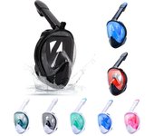 Máscara de snorkel de cara completa para niños y adultos, kit de buceo, snorkel y natación con soporte para cámara, plegable, visión de 180°, antivaho y antifugas. L/XL