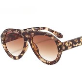 Gafas de sol de piloto de moda para mujer, gafas de sol redondas con decoración de remaches retro con protección UV400 y degradados As the picture