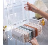 Caja de almacenamiento transparente a prueba de polvo con tapa abatible de gran capacidad para artículos de escritorio y teléfonos móviles. transparente