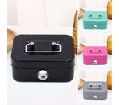 Hucha con cerradura y llave Mini caja de efectivo portátil con cerradura, caja fuerte con cerradura de seguridad, caja de monedas, contenedor de almacenamiento de cambios color rosa