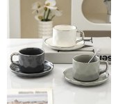 Taza de café de cerámica de estilo europeo con juego de platillo y cuchara, taza de té de la tarde, taza de té, taza de leche para el desayuno, taza de agua para parejas en la oficina