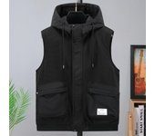 Parkas de invierno sin mangas de talla grande 4XL-11XL para hombre, chaqueta con capucha de gran tamaño, chaleco grueso y cálido informal para hombre, prendas de abrigo 4XL negro