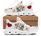 Zapatillas blancas de enfermería con diseño de marca 2024 para mujer, con estampado médico de enfermera y dibujos animados, ligeras, con cordones 35