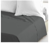 LOVELY HOME Drap Plat 100% coton 240x300 cm gris foncé