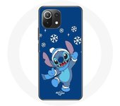 Coque pour Xiaomi Mi 11 Lite Stitch neige Noël bleu