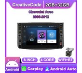 Radio estéreo para coche Android 2Din de 8 pulgadas para Chevrolet Aveo 2006-2012 con botón, reproductor de vídeo multimedia, navegación GPS, Carplay 2+32GB 1+32GB