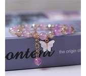 Pulseras de cuentas de mariposa de moda para mujeres y niñas, pulsera bohemia de Jade de imitación, joyería de muñeca púrpura
