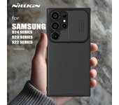 NILLKIN Funda para Samsung Galaxy S24 S23 S22 Ultra, funda deslizante CamShield para cámara trasera, funda para lente para Samsung S24 S23 FE S22 Plus for S22 negro