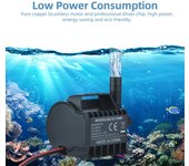 Bomba de agua sumergible eléctrica de 12 V, 330 l/h, pequeña bomba para fuente con elevación máxima de 6,5 pies, cable de 1,6 pies y QR70E negro