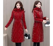 Parkas largas de invierno para mujer, abrigos de moda, gruesos, cálidos, de algodón, acolchados, chaquetas de invierno de estilo coreano para mujer con capucha 4XL negro