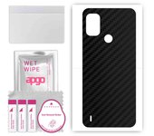 apgo Protective Skin Sticker for the back compatible with Nokia C21 Plus, Wrap Film, Foil, Vinyl - Pattern Carbon Black