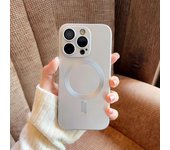 Funda magnética de silicona con pintura metálica de lujo para Magsafe para iPhone 16, 15, 14, 13, 12, 11 Pro Max, X, XS, XR, 7, 8 Plus, SE, con carga inalámbrica For iphone XS MAX púrpura oscuro