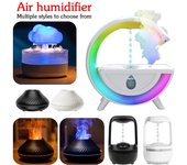 Humidificador de aire con gotas de agua de 350 ml, difusor de aroma antigravedad, luz nocturna RGB, pulverizador ingrávido, generador de niebla fría ultrasónica.