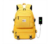 Mochila amarilla de moda, mochilas de escuela para niñas, mochila escolar grande oxford impermeable para adolescentes negro