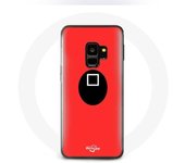 Funda para Samsung S9 plus El Juego del Calamar máscara cuadrada fondo rojo