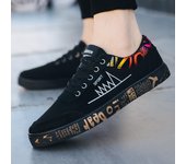Zapatos planos de lona para hombre de primavera otoño Zapatillas Zapatos Moda Hombre Cómodos Transpirables Casuales Zapatos Zapatilla con cordones para hombre 39 negro